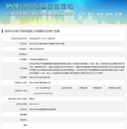 深圳丰丰电子商务有限公司销售不合格产品案